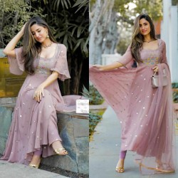 8.5 meter flair rust color anarkali suit